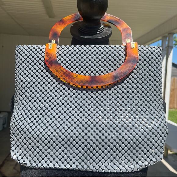 Vintage Y2K Grey Metal Mesh Purse Bag - Picture 2 of 10